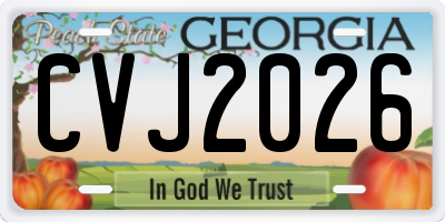 GA license plate CVJ2026