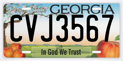 GA license plate CVJ3567