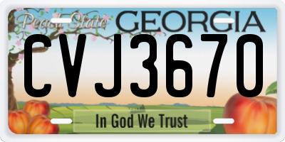 GA license plate CVJ3670