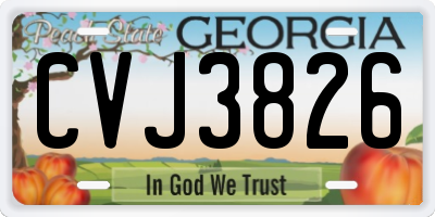 GA license plate CVJ3826