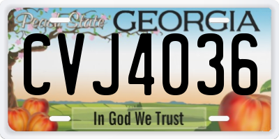 GA license plate CVJ4036