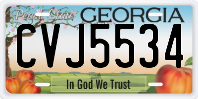 GA license plate CVJ5534