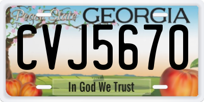 GA license plate CVJ5670