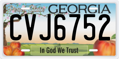 GA license plate CVJ6752