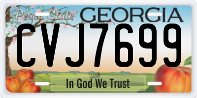 GA license plate CVJ7699