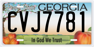 GA license plate CVJ7781