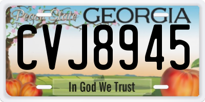 GA license plate CVJ8945