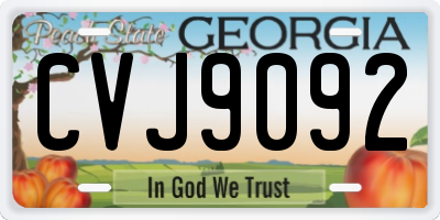 GA license plate CVJ9092