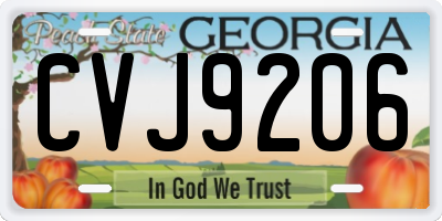 GA license plate CVJ9206
