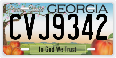 GA license plate CVJ9342