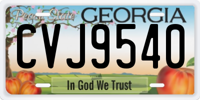 GA license plate CVJ9540