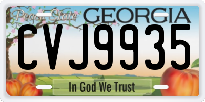 GA license plate CVJ9935