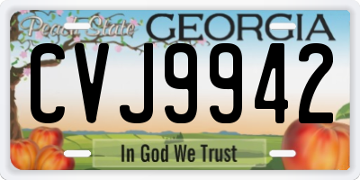 GA license plate CVJ9942