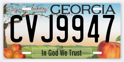 GA license plate CVJ9947