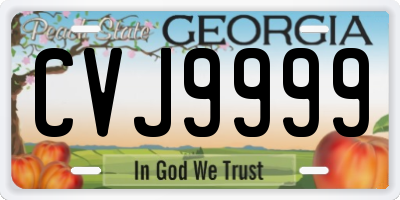 GA license plate CVJ9999