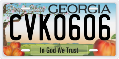 GA license plate CVK0606