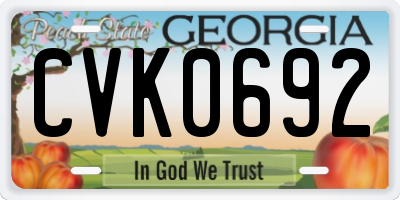 GA license plate CVK0692