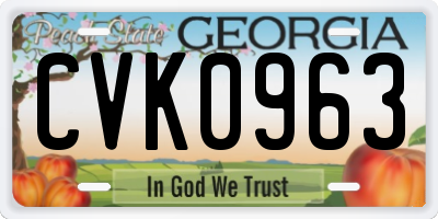 GA license plate CVK0963