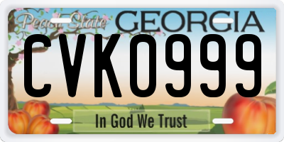 GA license plate CVK0999