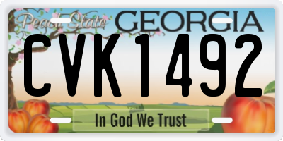 GA license plate CVK1492