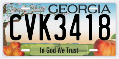 GA license plate CVK3418
