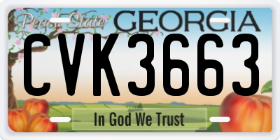 GA license plate CVK3663