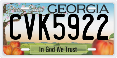 GA license plate CVK5922