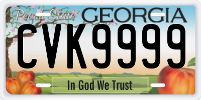 GA license plate CVK9999
