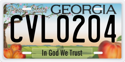 GA license plate CVL0204