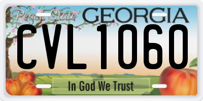 GA license plate CVL1060