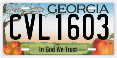 GA license plate CVL1603