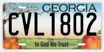 GA license plate CVL1802