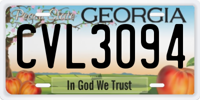 GA license plate CVL3094
