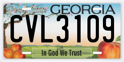 GA license plate CVL3109