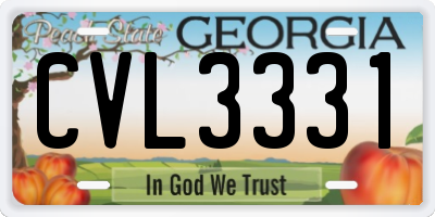 GA license plate CVL3331
