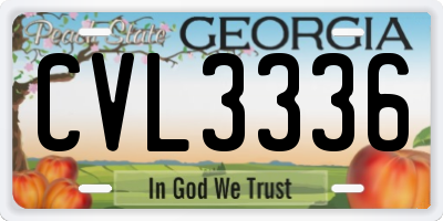 GA license plate CVL3336
