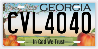 GA license plate CVL4040