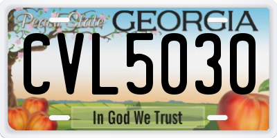 GA license plate CVL5030