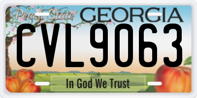 GA license plate CVL9063