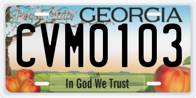 GA license plate CVM0103