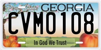 GA license plate CVM0108
