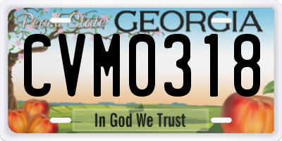 GA license plate CVM0318