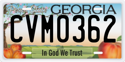 GA license plate CVM0362