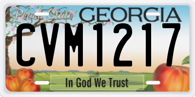 GA license plate CVM1217