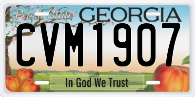 GA license plate CVM1907