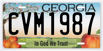 GA license plate CVM1987