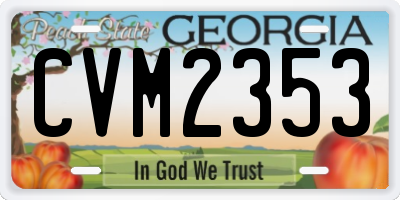 GA license plate CVM2353