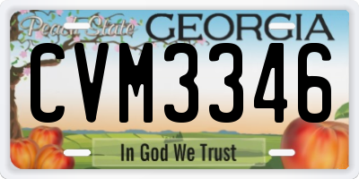 GA license plate CVM3346