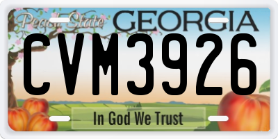 GA license plate CVM3926