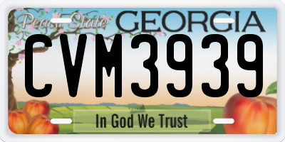 GA license plate CVM3939